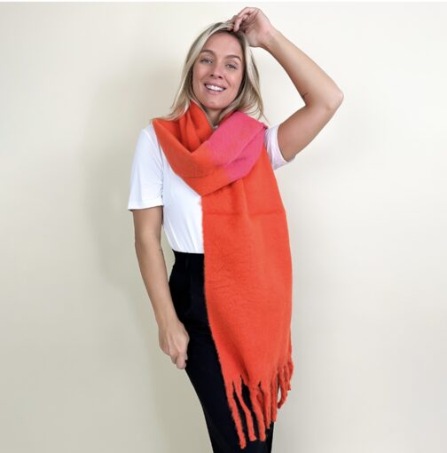 Grote Sjaal Oranje Roze